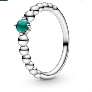 Pandora Rainforest Emerald Beaded Ring - Size: 7